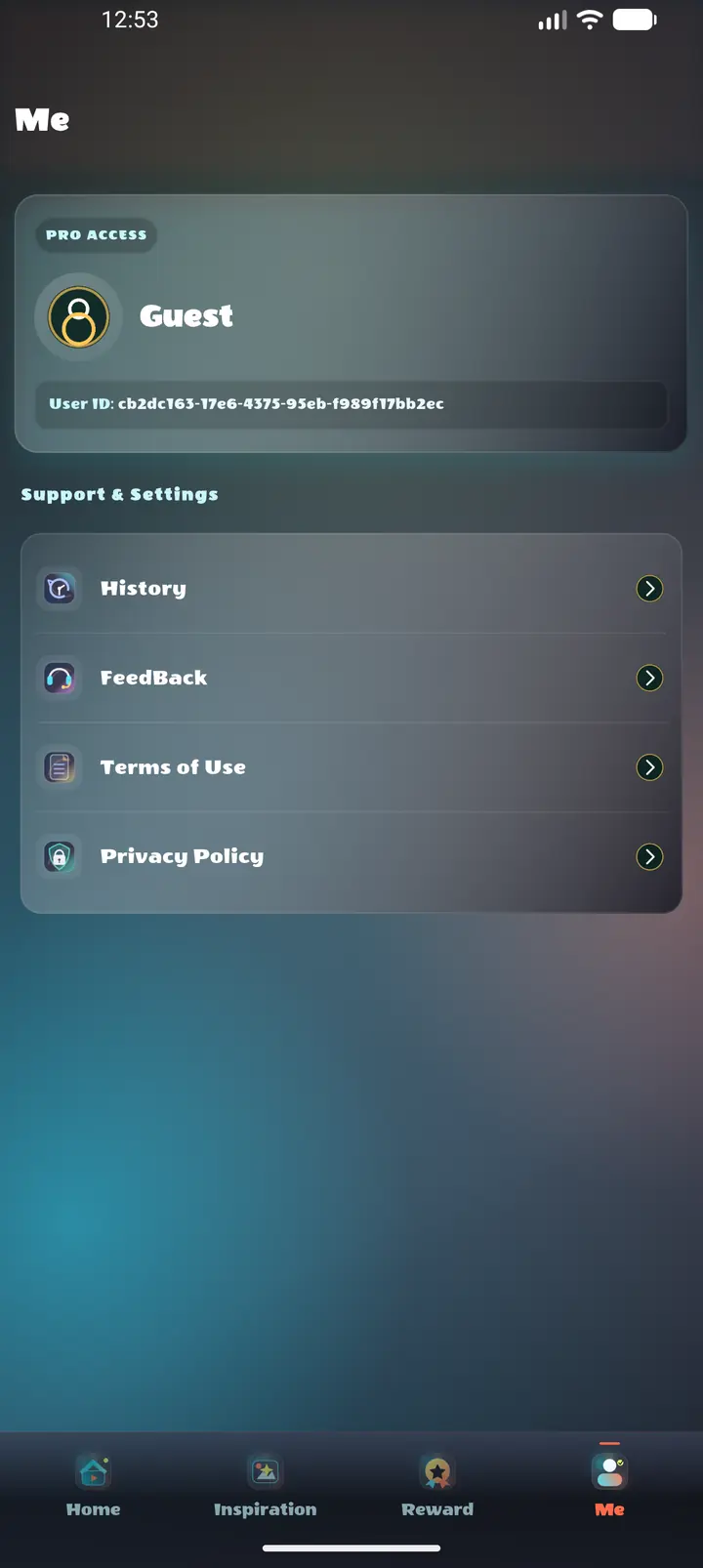 Profile screen