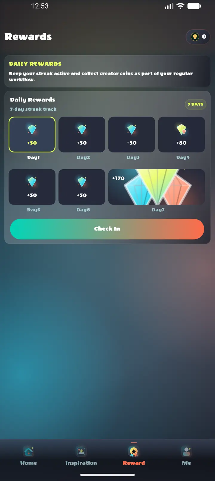 Rewards screen